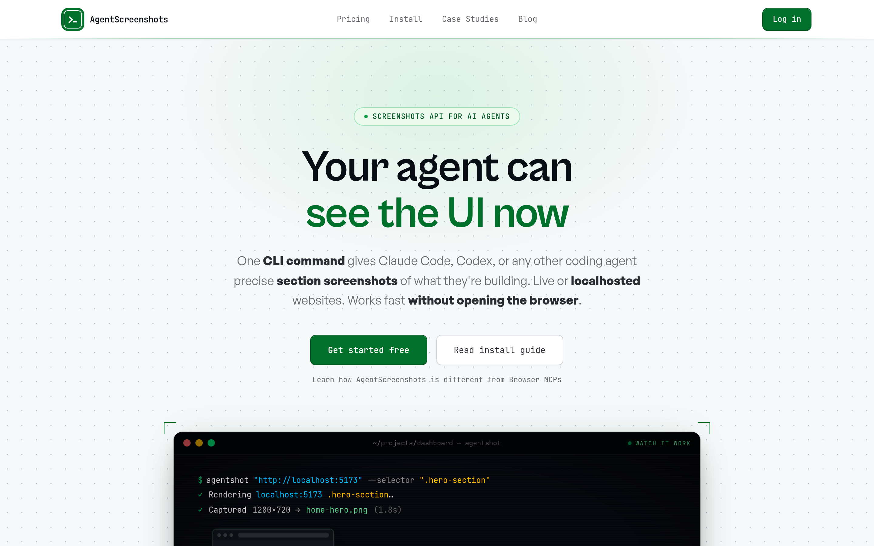 AgentScreenshots homepage